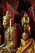 Inle Lake Myanmar. Pindaya, the famous Shwe Oo Min pagoda, a natural cave filled with thousands of gilded Buddha statues.